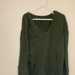 💚 GREEN TOMMY HILFIGER SWEATER V-NECK